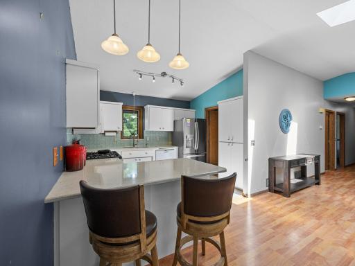 The kitchen peninsula makes for a great breakfast bar.