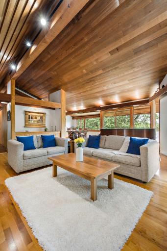 The vaulted wood ceilings create a retreat-like home.