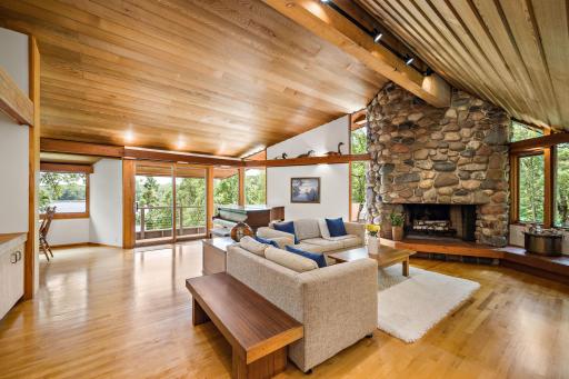 This Mid-Century Modern Prairie-Style Home draws inspiration from the iconic work of Frank Lloyd Wright and was designed by late, renowned local architect Mike McGuire.