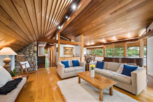 This one-of-a-kind home brings the outside in with expansive windows, organic lines, and natural materials throughout.