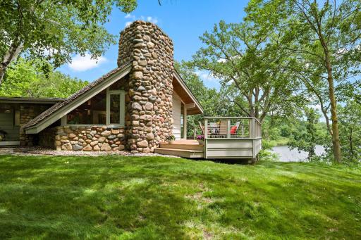 Majestic Fieldstone Chimney and exterior wall!