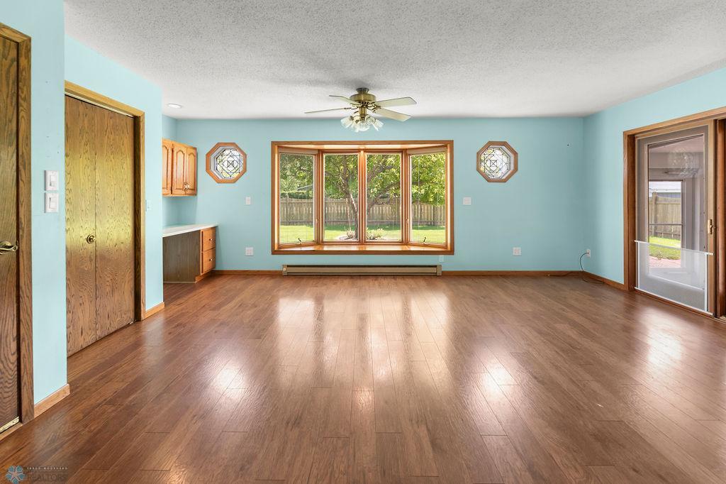 Dining Room offers built-in desk or storage & bay window overlooking backyard
