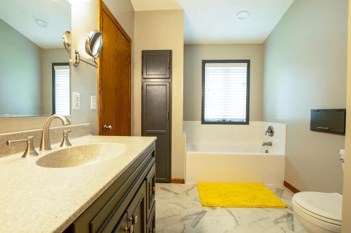 Upper bathroom tub in the newly remodeled bathroom