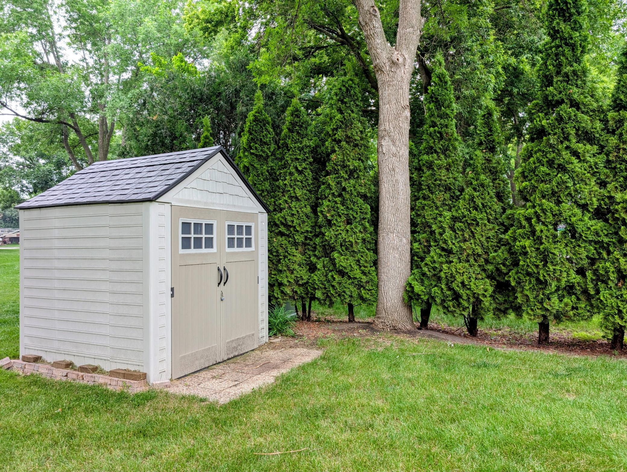 Play house, garden shed or all the yard furniture, toys and seasonal equipment.
