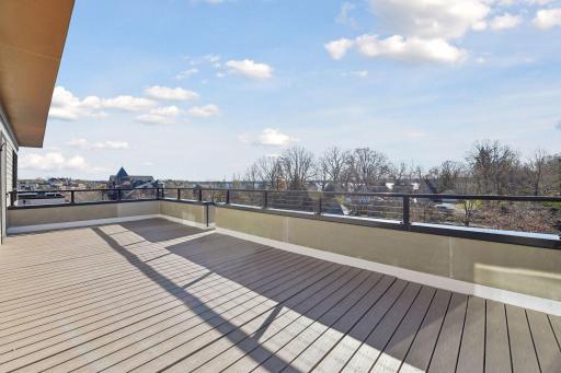 Large deck on the top floor with amazing long views of Lake Street and Lake Minnetonka