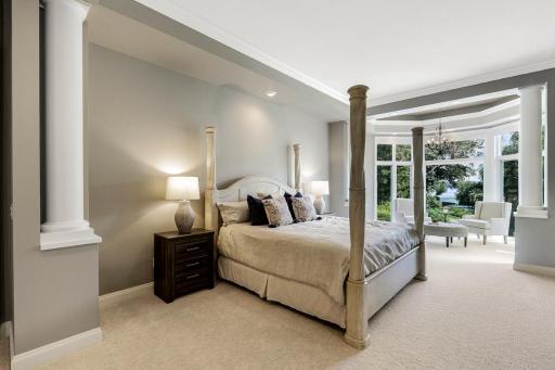 The massive primary ensuite boasts nature and water views from the bedroom and bathroom windows. A private deck provides a peaceful place to enjoy epic morning sunrises.