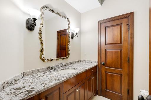 This full bathroom serves the second
