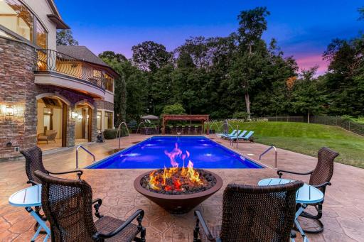 The firepit is supplied by a natural gas line.