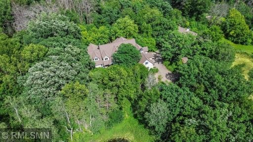 Ariel view of front taken from over pond.