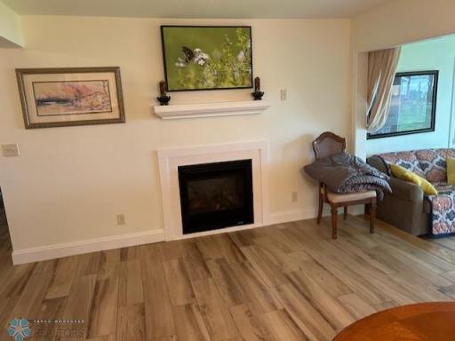 2 way fireplace in living room and master bedroom