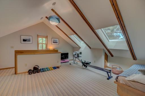 The fixed skylight tinted windows were installed in 2022. This room could also be a quiet getaway office space.