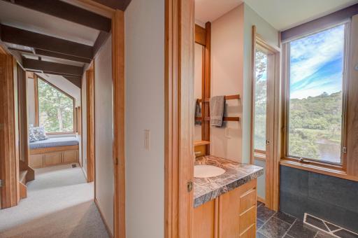 Closing the hallway door (on left), creates the separate primary suite.