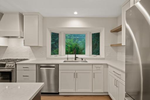 Bay window perfect spot for herbs with the marble windowsill