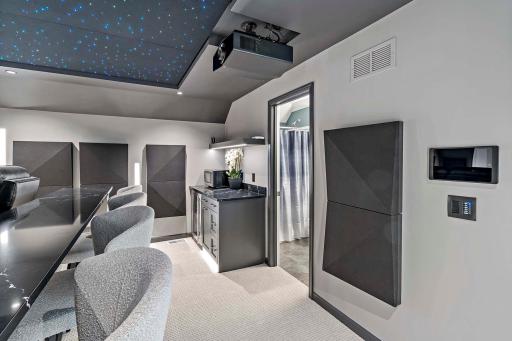 StellarSky panel ceilings, premium acoustic treatments, and a powerful subwoofer system elevate sound and style. A Wi-Fi 6 enterprise-grade network, high-end cabling, and structured wiring ensure seamless performance throughout the home.