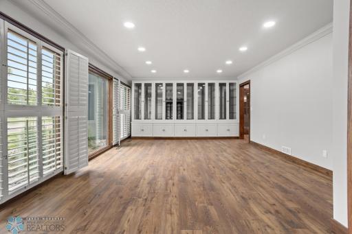 Built-in hutches in dining area