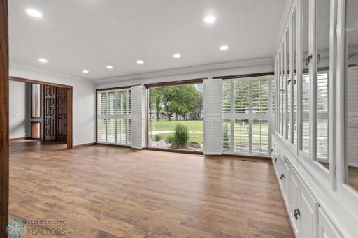 Dining room with custom shutters