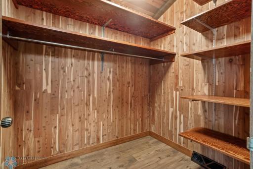 Upper level bedroom suite cedar walk-in