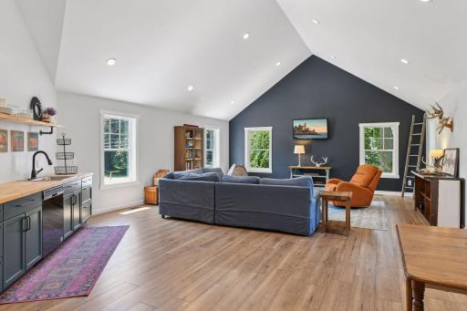 Great room in the garage wing of the house