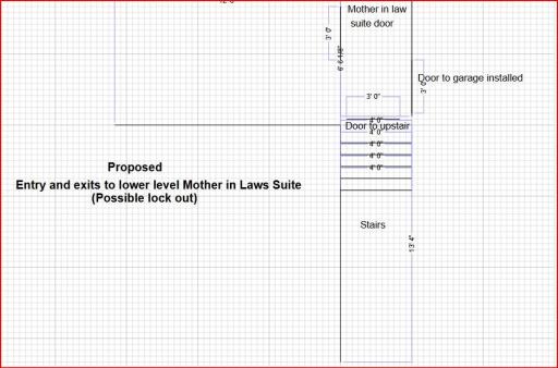 Proposed Mother-In-law entry in the lower level. Another door could be added to exit and enter the home from the garage.