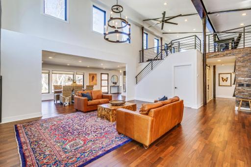 Addition view of main level living / dining spaces.