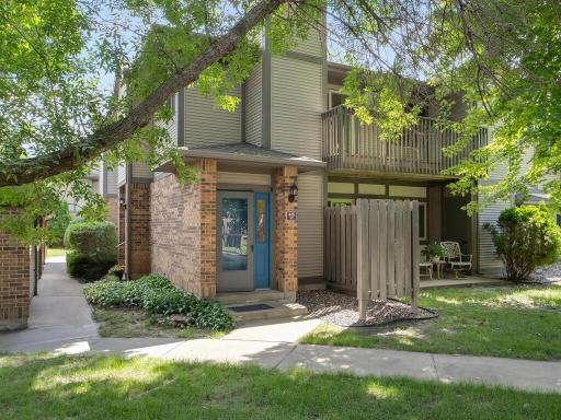 Great curb appeal and the garage is just a few steps from your front door (in this photo the corner of the garage is to the left). Your own private entrance--no hallways.