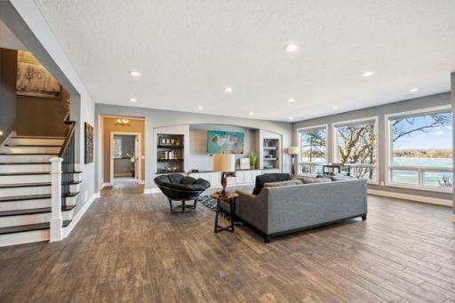Lower-level family room with full walkout to the lake