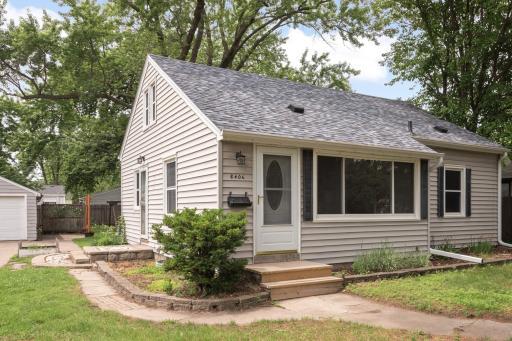Charming East-facing front view of the home.
