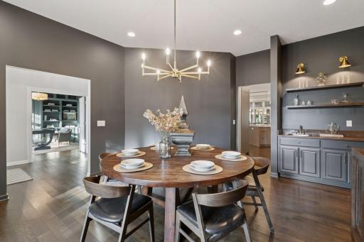 Formal Dining Room with built-ins & Wet Bar area