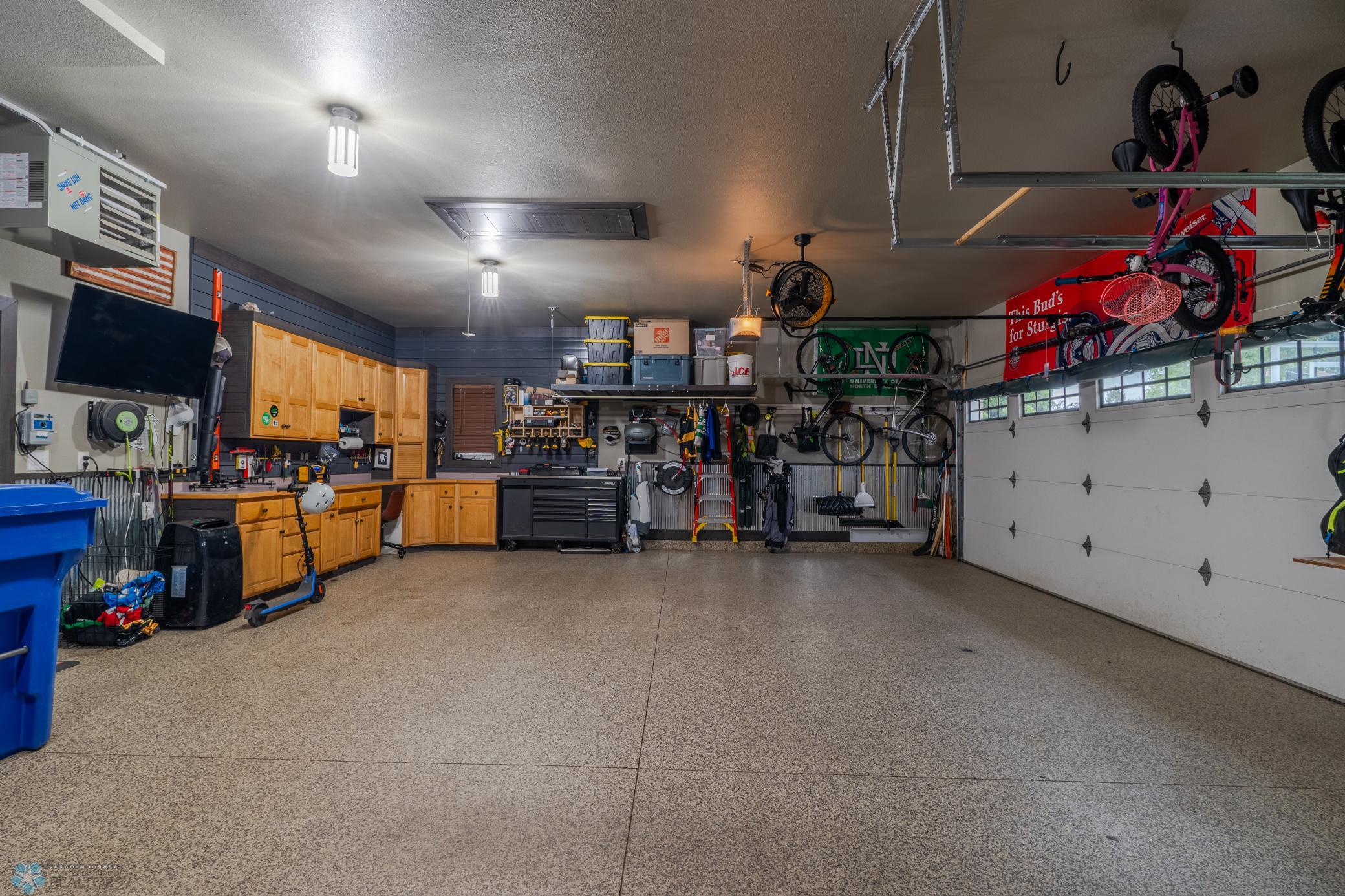 Finished, heated garage, 3-stall garage