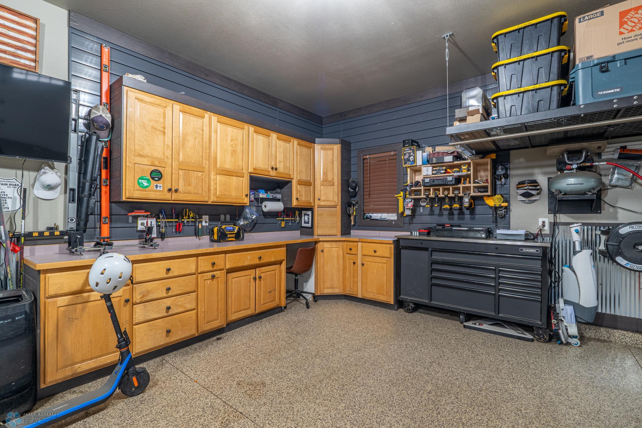 Finished, heated garage, 3-stall garage