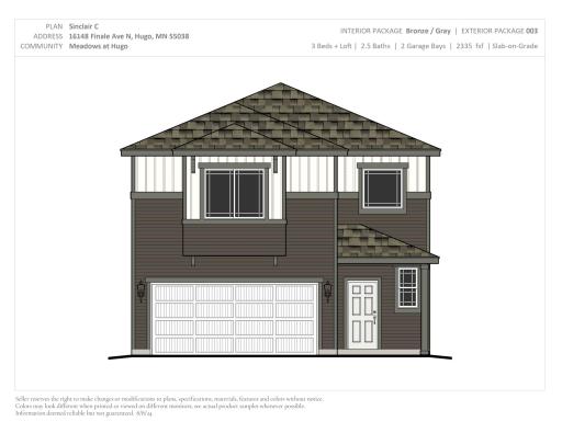 16148 Finale Ave N - Exterior Rendering. Photos and renderings may not depict actual plan, materials, & finishes may vary. All measurements are approximate.