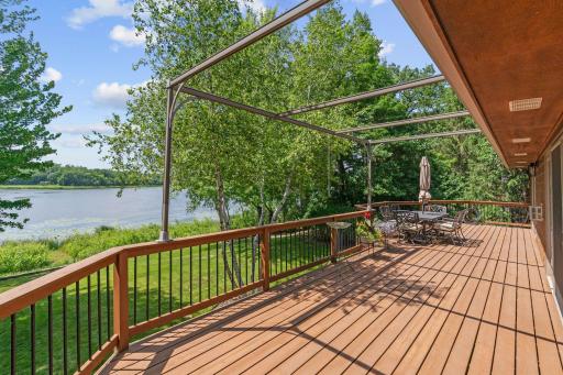 The deck has an amazing vantage point overlooking Anderson Lake.