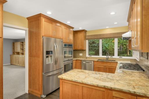 Remodeled kitchen offers ample storage and a smart layout for cooking for friends and family.
