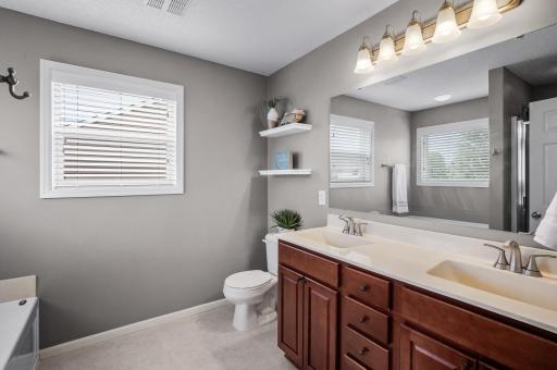 Full primary bath with dual sink vanity