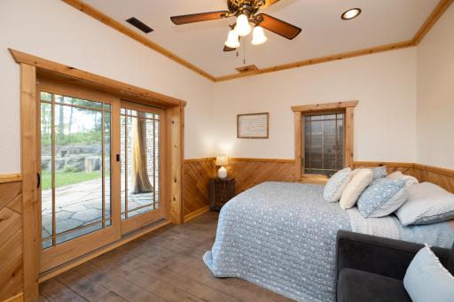 Spacious secondary bedroom with walk out to the lake