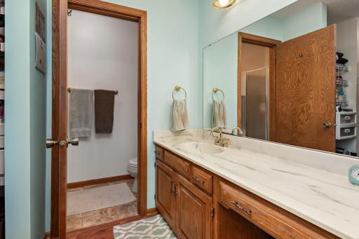 Primary 3/4 bath with spacious walk-in closet