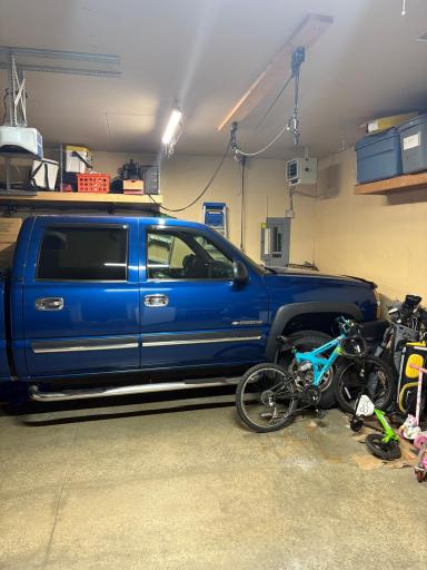 Electric garage heater to keep warm during the winter.