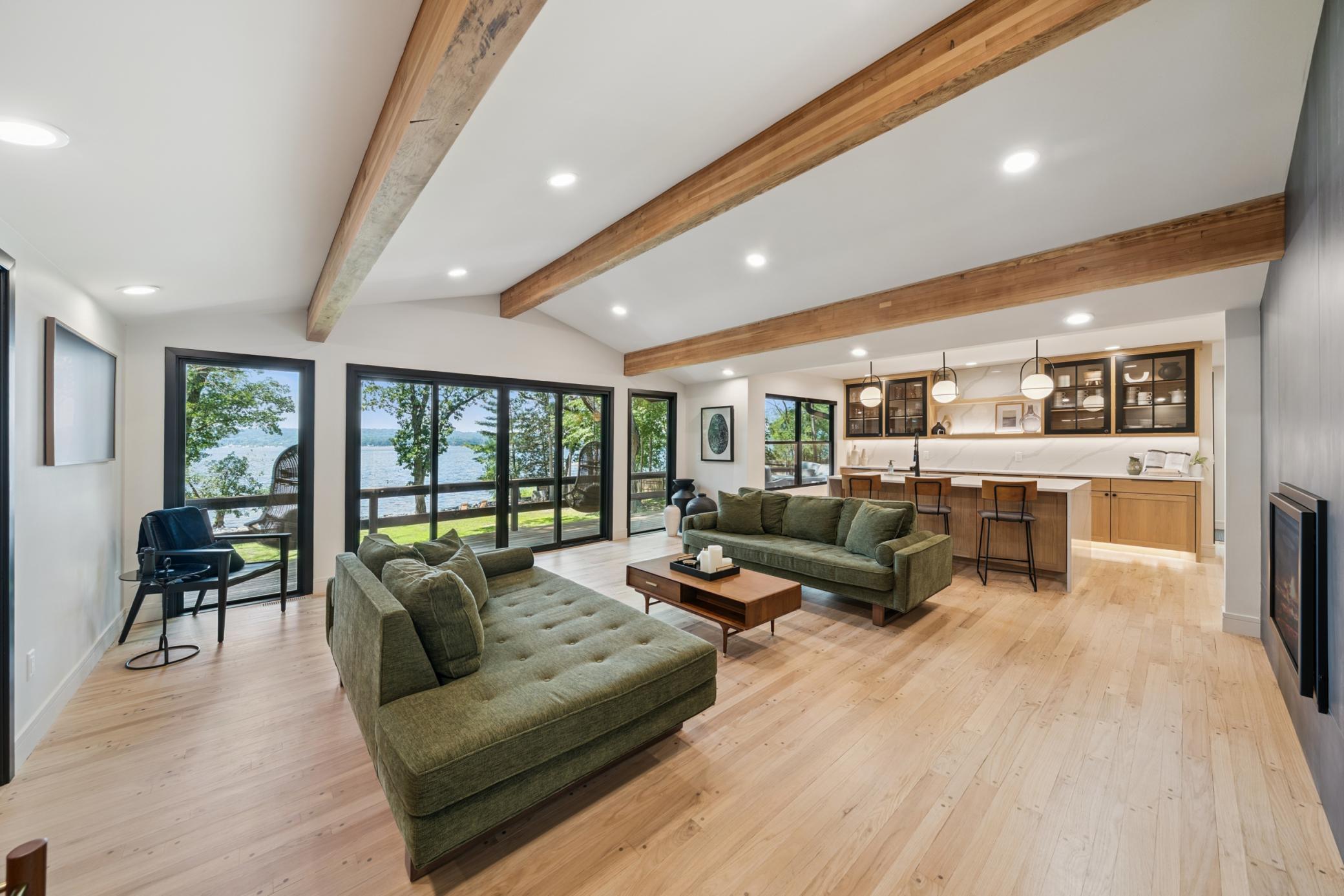 vaulted ceilings with wood beams