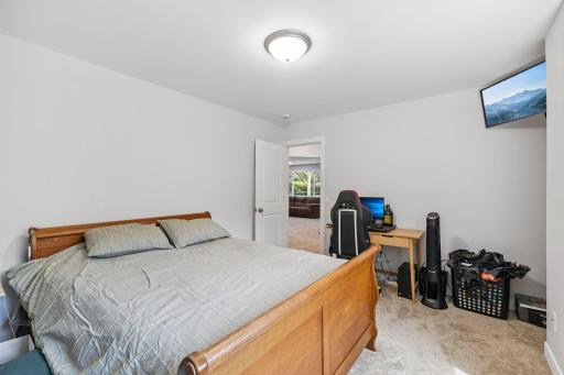 The fourth bedroom is also tucked in the lower level.