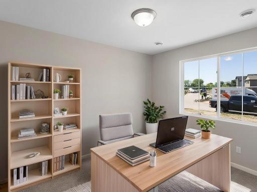 Flex Room, Virtually Staged. Photo taken of another home with similar plan and finishes. Photos and renderings may not depict actual plan, materials, & finishes may vary. All measurements are approximate.