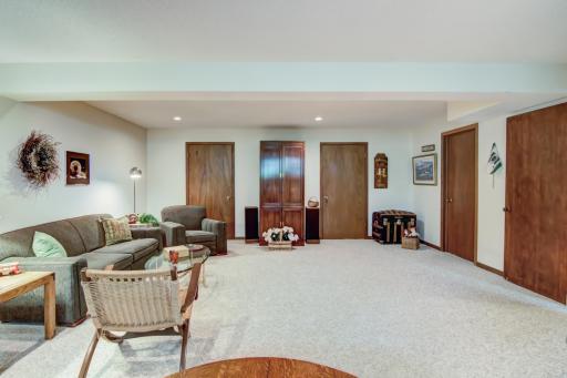 Another view of the family room! The doors in rear in this photo lead to a huge storage space!