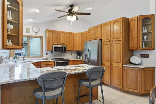 Solid core custom cabinetry throughout home with lots of storage space.
