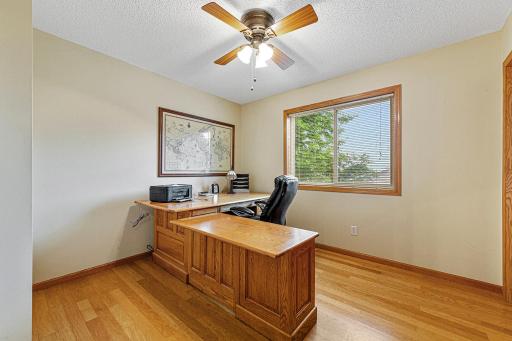 Bedroom 3 (currently used as an office) has hardwood floors