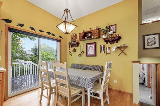 Dining area that walks out to the (freshly stained) deck