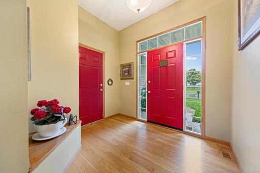 Foyer with doors to the front and garage