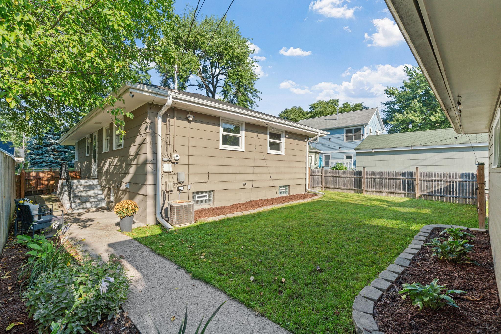 Fully fenced in yard