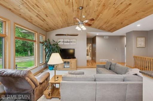 Main floor living room area that overlooks the amazing back yard!