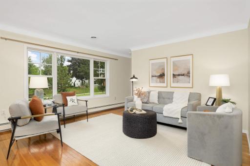 Huge picture window floods living room with natural light