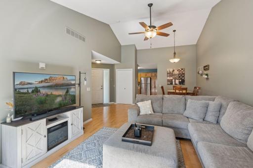Enjoy easy one-level living with vaulted ceilings that create a bright, open feel.