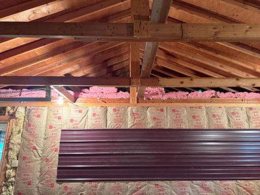 A shot of the storage space above the bunkhouse taken from the garage.
